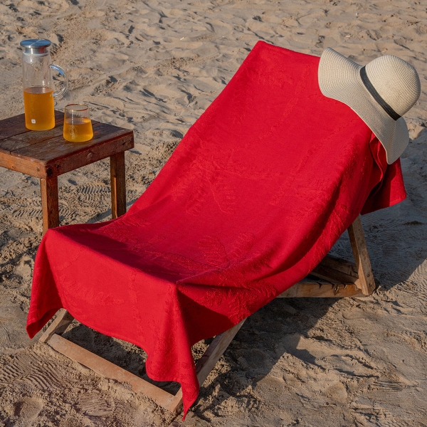 90 x 170 cm Palm Large Size Cotton Beach Towel - Red
