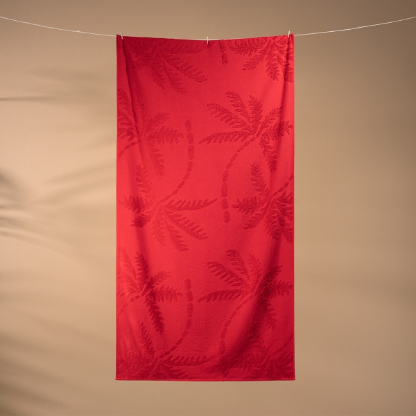 90 x 170 cm Palm Large Size Cotton Beach Towel - Red