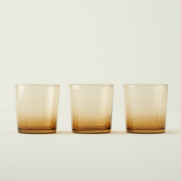 3 Pieces Colored 380 ml Soft Drink Glass Set - Amber