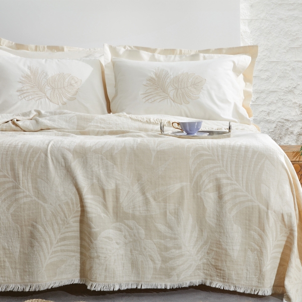 6 Pieces Belinda Cotton King Size Pique Bedspread Set 230 x 240 cm - Mink