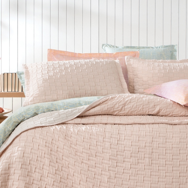 3 Pieces Velma Double Bedspread Set 230 x 240 cm - Pink / Ecru