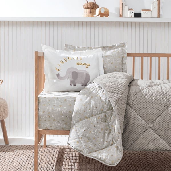 3 Pieces Fante Baby Blanket Quilt Set 95 x 145 cm - Mink
