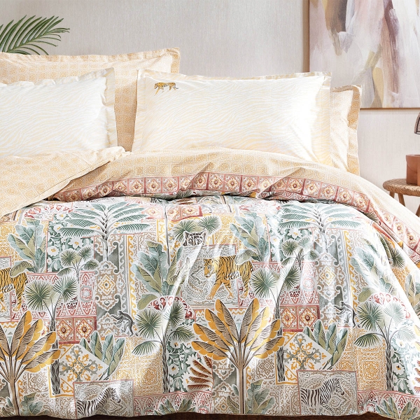 3 Pieces Gold Ranforce Single Duvet Cover Set 160 x 220 cm - Terracotta