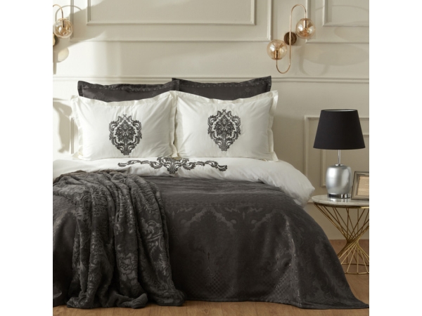 8 Pieces Tugba Double Dowry Set 200 x 220 cm - Anthracite