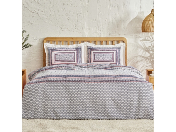 4 Pieces Navy Cotton Double Pique Set 200 x 220 cm - Indigo
