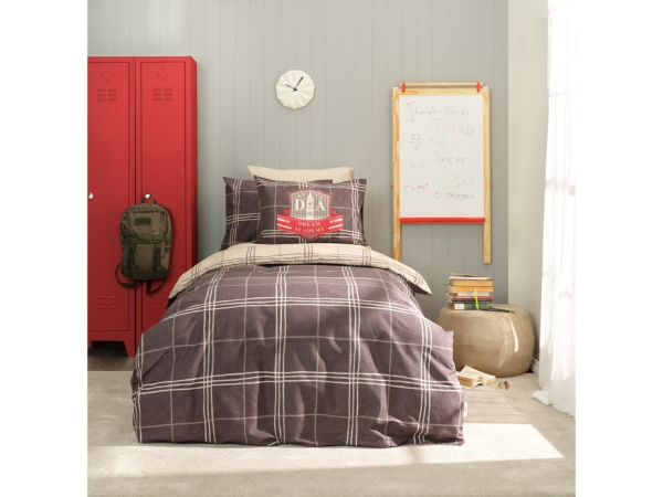 3 Pieces Bts Academy Young Cotton Single Duvet Cover Set 160 x 220 cm - Anthracite