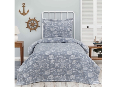 2 Pieces Marine Single Bedspread Set 160 x 240 cm - Indigo