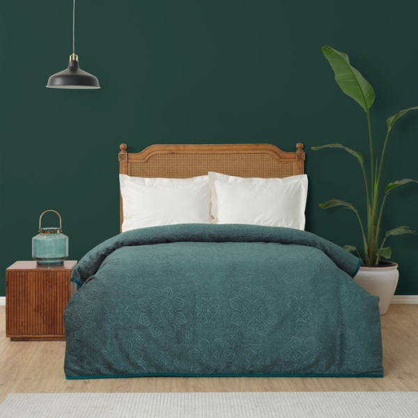 Scala Double Emboss Blanket 200 x 220 cm - Petrol Green