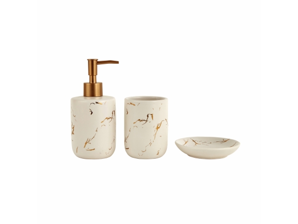 3 Pieces Marco Bathroom Set 16.5 x 7.5 + 11.5 x 2 + 10 x 7.5 cm - White