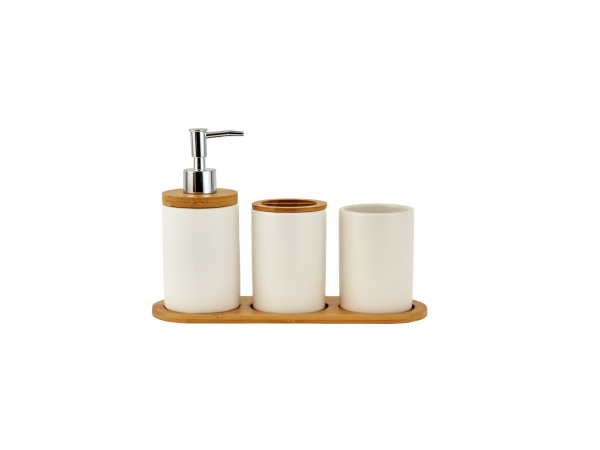 4 Pieces Nature Bathroom Set - White