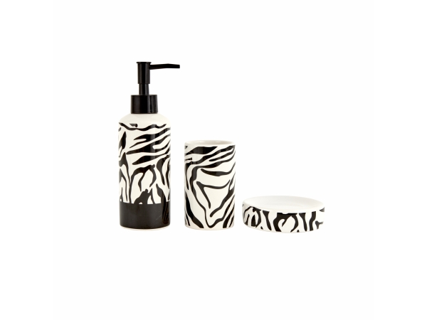 3 Pieces Wild Zebra Bathroom Set - Black