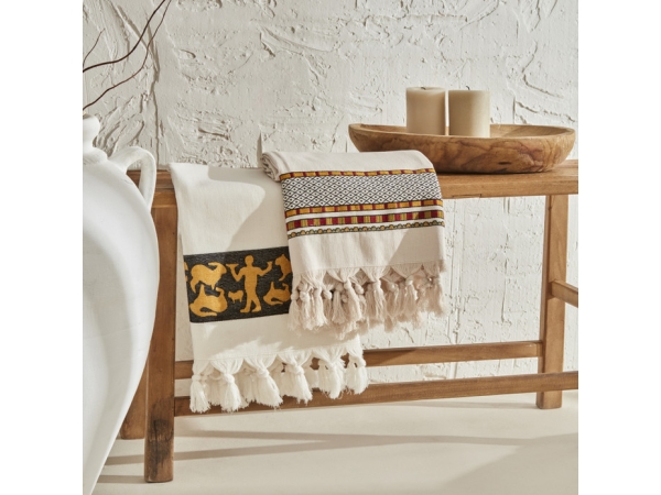 Arslantepe Melid Peshtemal 70 x 140 cm - Ecru / Black