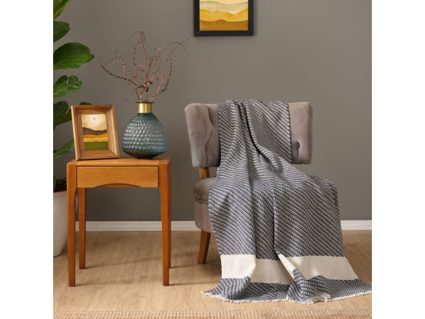 Wilma Throw Blanket 130 x 170 cm - Navy Blue