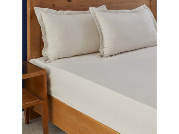 Plain Cotton Single Fitted Sheet 100 x 200 + 30 cm - Beige