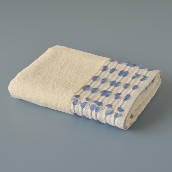 Tassel Cotton Bath Towel 70 x 120 cm - Blue