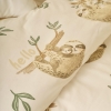 3 Pieces Sloth Cotton Ranforce Baby Duvet Cover Set 100 x 150 cm - Beige