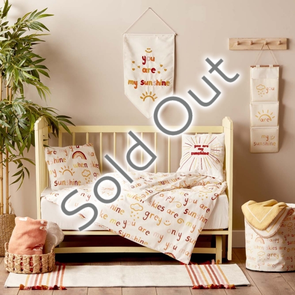 3 Pieces Sunshine Cotton Ranforce Baby Duvet Cover Set 100 x 150 cm - Yellow