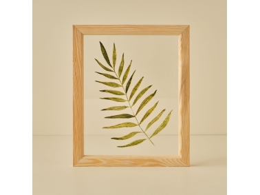 Leaf Wood Framed Glass Painting 28 x 23 cm - Green