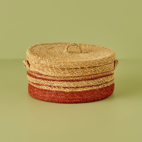 Adrin Wicker Round Basket 32 x 17 cm - Red