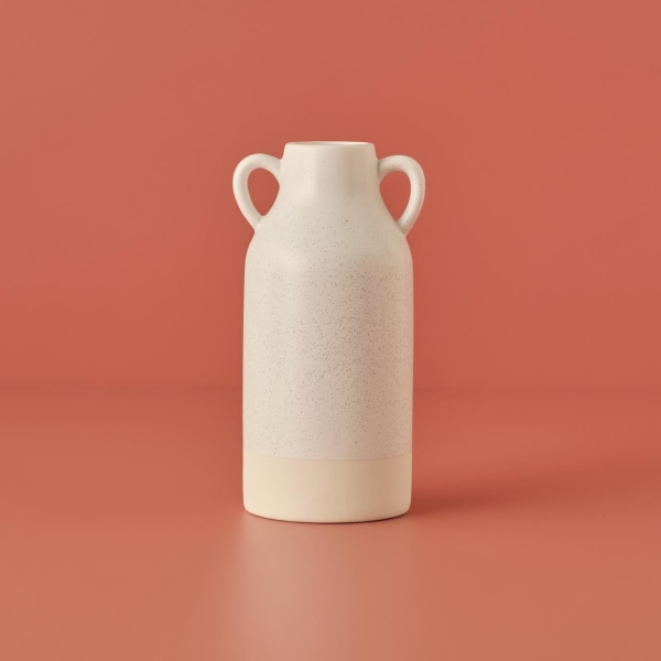 Luca Ceramic Vase 10 x 10 x 22 cm - White