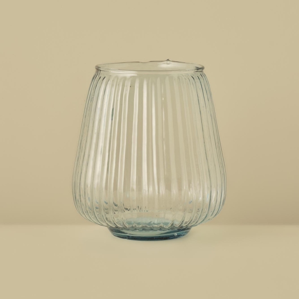 Lacquered Recycle Glass Vase 17 x 17 x 19 cm - Transparent