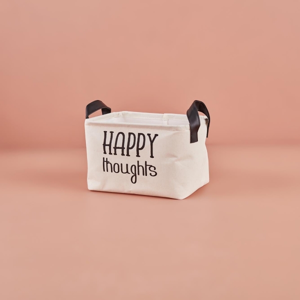 Happy Thoughts Rectangular Basket 24 x 17 x 14 cm - White