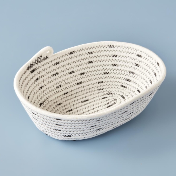 Maroon Cotton Decorative Saddle Basket 17 x 8 x 27 cm - White