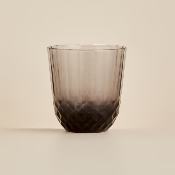 6 Pieces Colore Cut Glass Cup 320 ml - Anthracite
