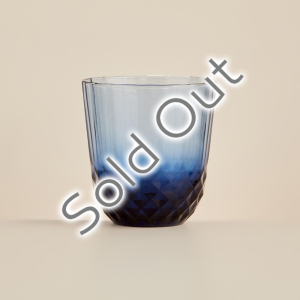 6 Pieces Colore Cut Glass Cup 320 ml - Blue