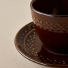 2 Pieces Olivia Ceramic Teacup Set 225 ml - Brown