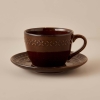 2 Pieces Olivia Ceramic Teacup Set 225 ml - Brown