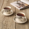 2 Pieces Mottos Porcelain Teacup Set 220 ml - Black