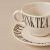 2 Pieces Mottos Porcelain Teacup Set 220 ml - Black