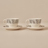 2 Pieces Mottos Porcelain Teacup Set 220 ml - Black