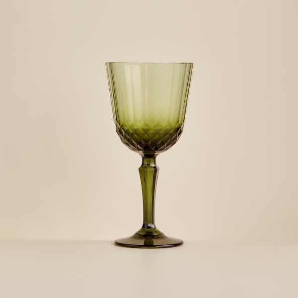 6 Pieces 310 ml Colore Cut Glass Cup - Green