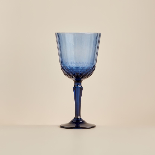 6 Pieces 310 ml  Colore Cut Glass Cup - Blue