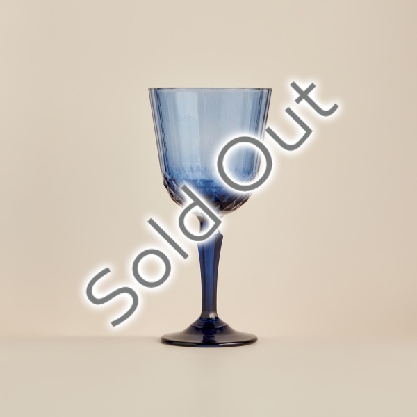 6 Pieces 310 ml  Colore Cut Glass Cup - Blue