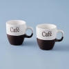 2 Pieces Cafe Stoneware Espresso Cup Set 150 ml - Black / White
