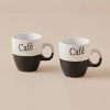 2 Pieces Cafe Stoneware Espresso Cup Set 150 ml - Brown / White