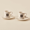 2 Pieces Graphic Line Porcelain Coffee Cup Set 90 ml - Black