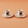 2 Pieces Graphic Line Porcelain Coffee Cup Set 90 ml - Black