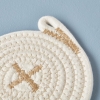4 Pieces Burnia Cotton Decorative Coaster Set 12 cm - Cream
