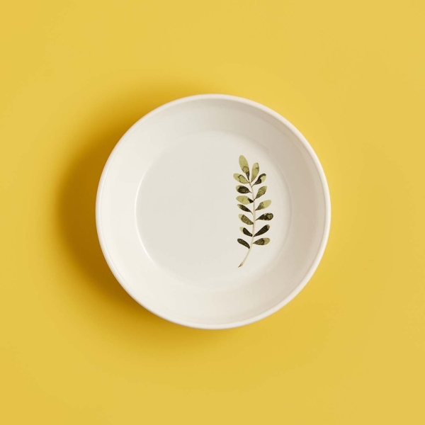 Leaf Ceramic Dinner Plate 18 cm - White