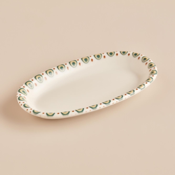 Roby Porcelain Small Presentation Plate 15 x 8 cm - Green