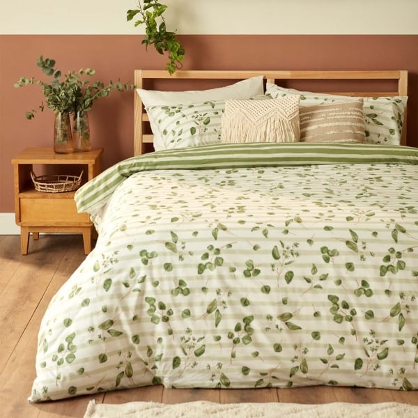2 Pieces Eucalyptus Cotton Ranforce Single Duvet Cover Set 160 x 220 cm - Green
