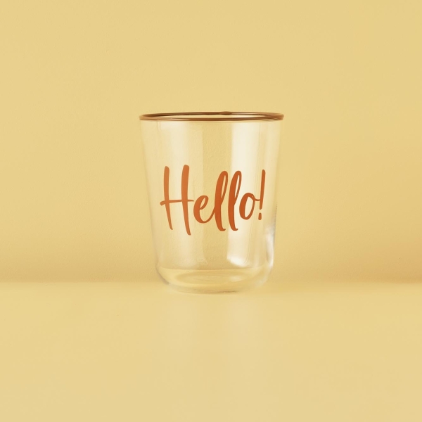6 Pieces Hello Glass Cup 350 ml - Red