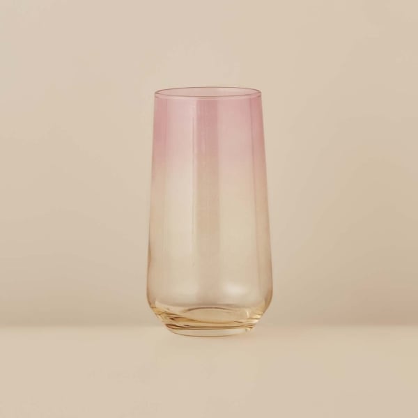 6 Pieces Gradient Glass Soft Drink Cup 470 ml - Pink