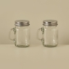 2 Pieces Rovi Salt and Pepper Shakers 7 x 5.4 x 8.5 cm - Silver