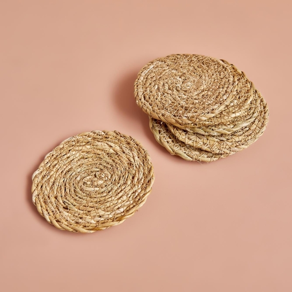 6 Pieces Rafe 10 cm Coaster Set - Beige