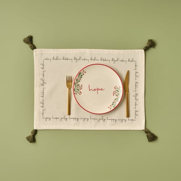 Happy New Year Placemat 35 x 45 cm - Beige